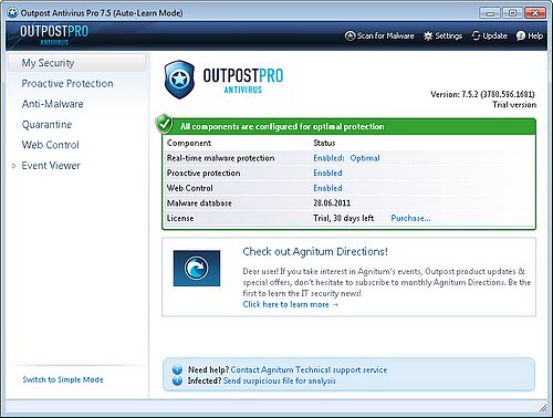 Outpost Antivirus Pro 7.5