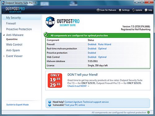 Outpost Security Suite Pro 7.5